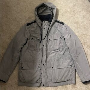 Cole Haan Men's Gray Hooded Multi layer Jacket size L